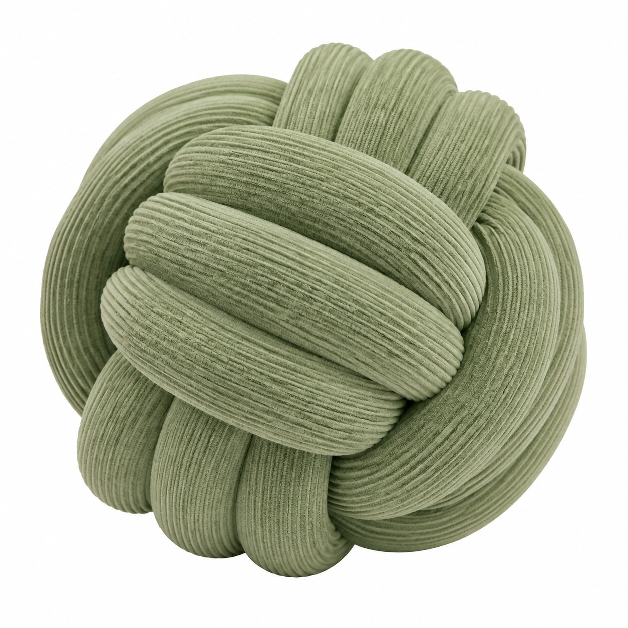 Cuscino decorativo a nodo 30 cm in velluto a coste verde salvia morbido