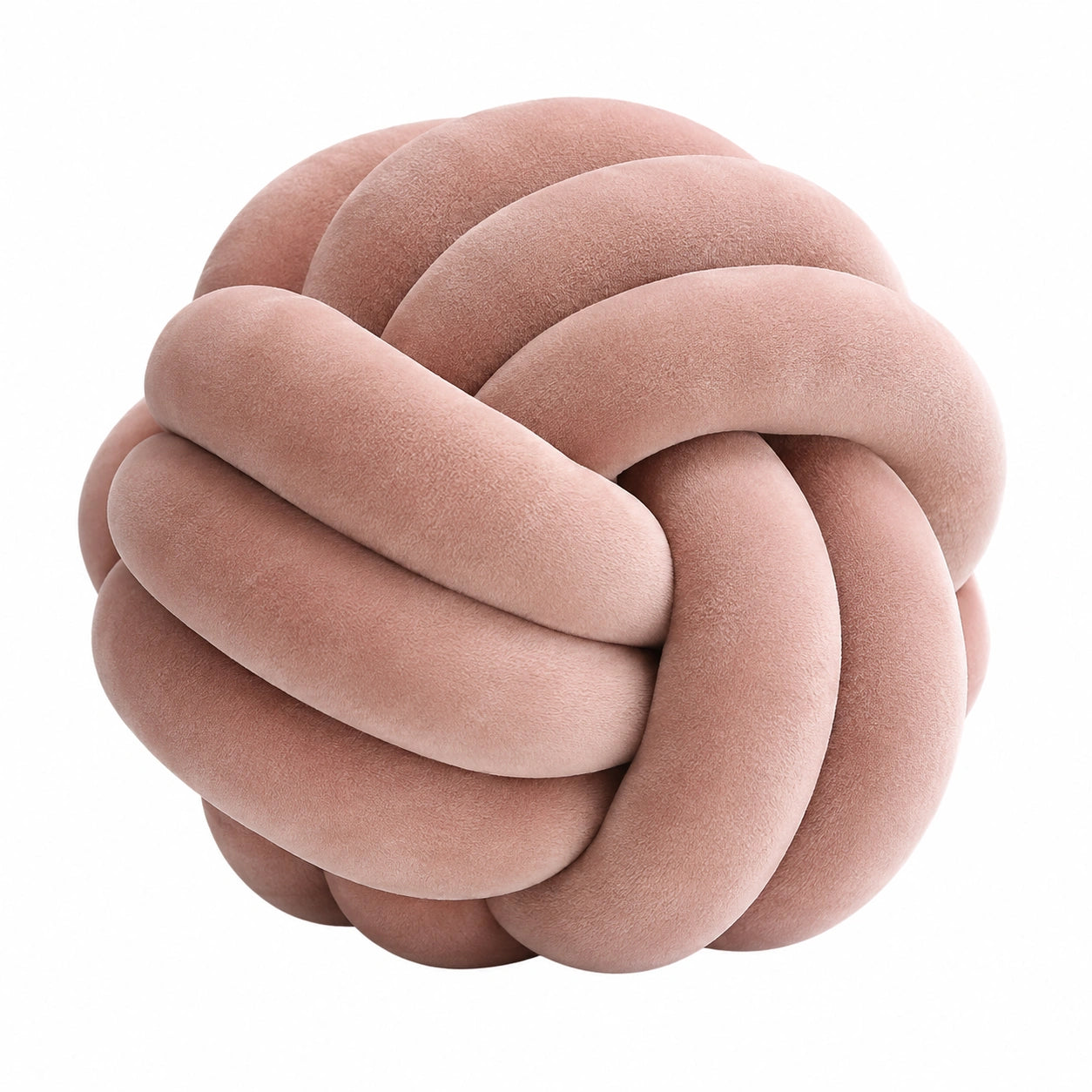 Cuscino decorativo annodato Ø 30 cm in velluto rosa - morbido per divano e camera