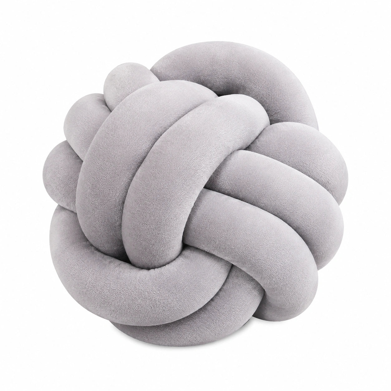 Cuscino decorativo a nodo 30 cm in poliestere grigio morbido per arredamento