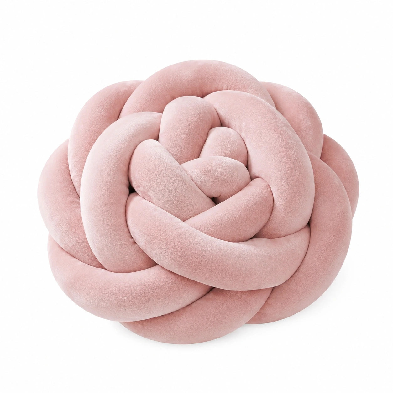 Cuscino decorativo rotondo 30 cm in velluto rosa - intrecciato morbido