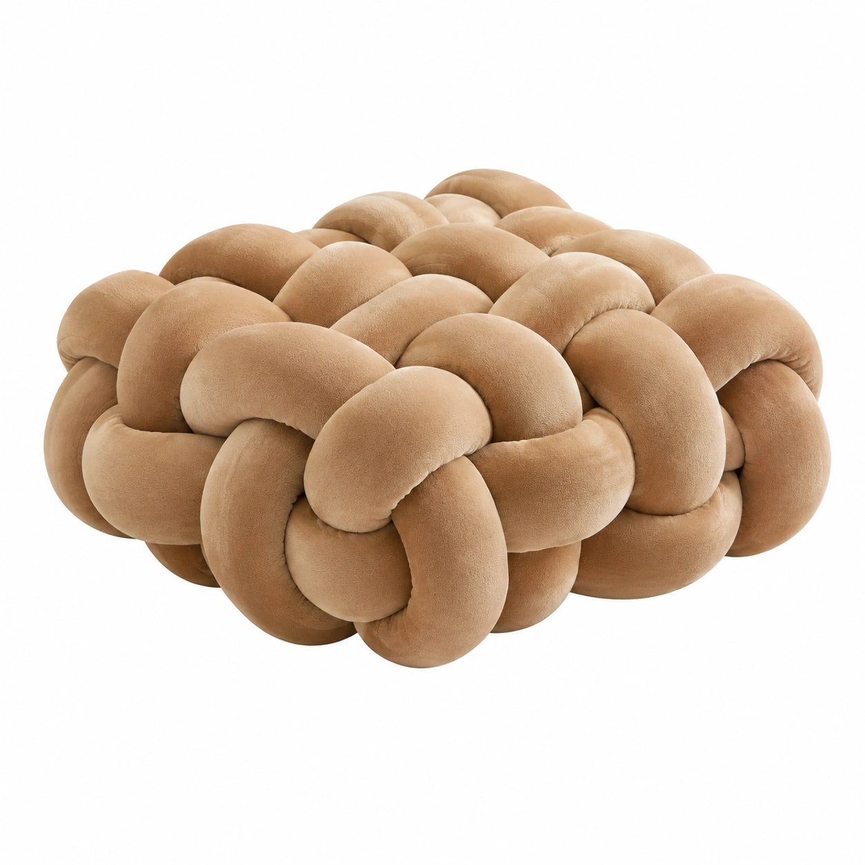 Cuscino decorativo 45 x 45 cm in tessuto morbido beige a nodo intrecciato