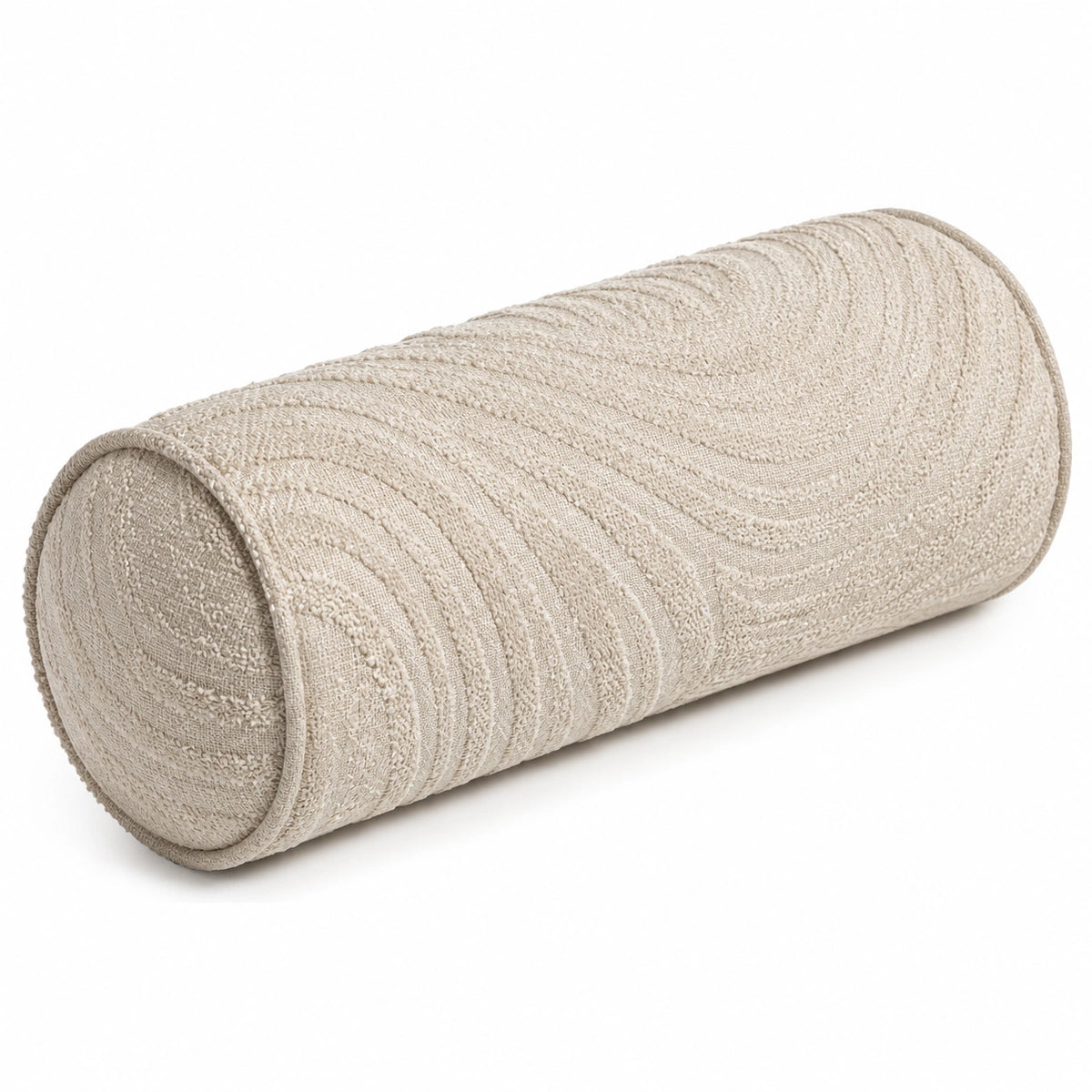 Cuscino cilindrico 20 x 50 cm in tessuto beige testurizzato decorativo
