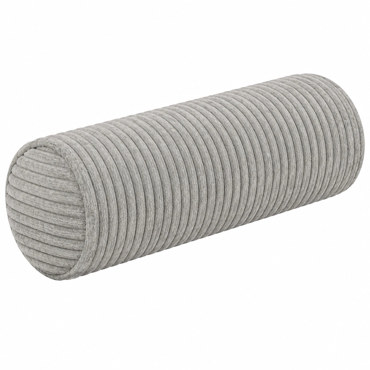 Cuscino cilindrico 20 x 50 cm in velluto a coste grigio per divano e letto