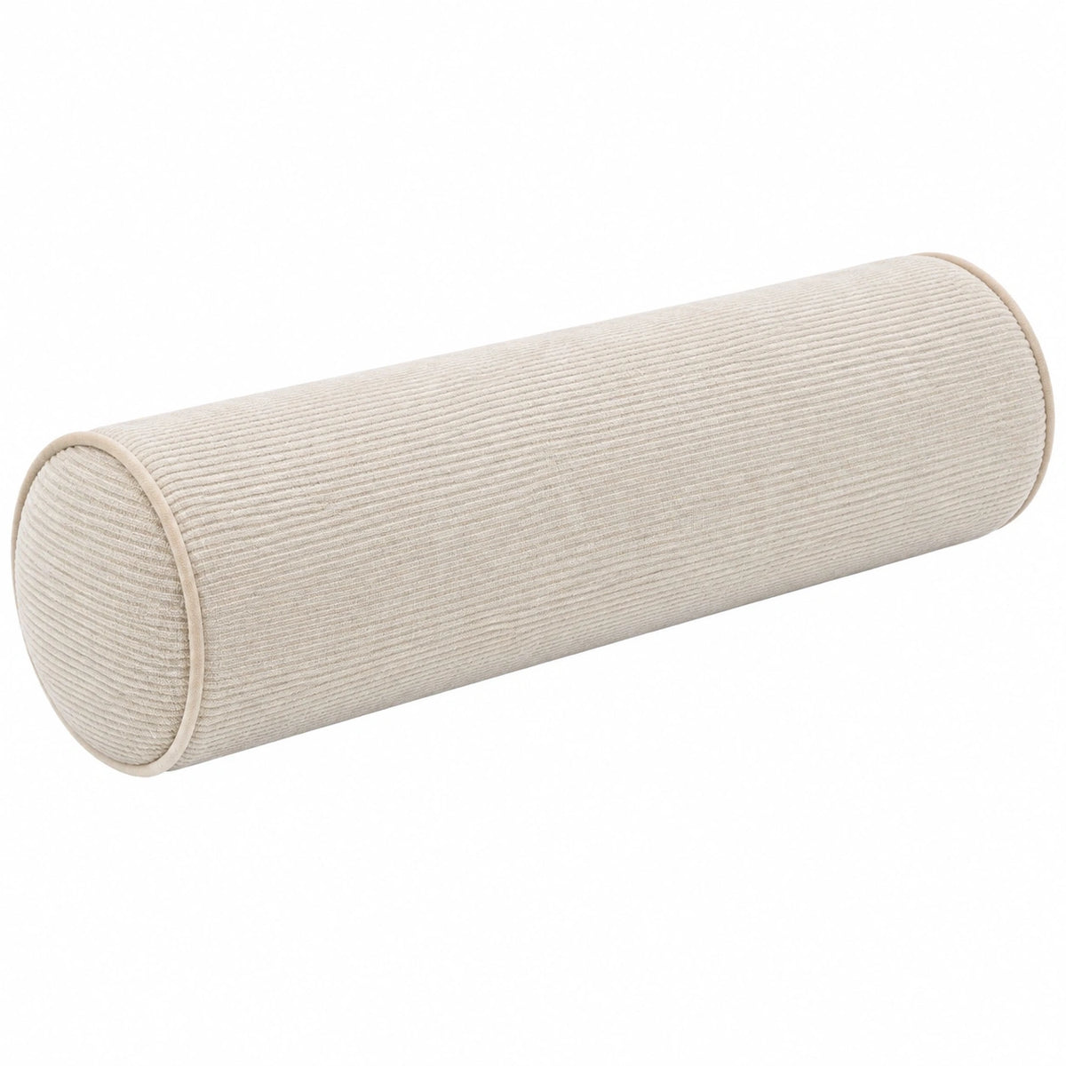 Cuscino cilindrico 15 x 50 cm in tessuto a coste crema - supporto decorativo