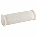 Cuscino cilindrico 50 cm x 20 cm in tessuto crema con volant decorativo