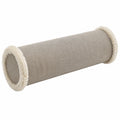 Cuscino cilindrico 45 cm lunghezza 15 cm diametro in tessuto tortora con bordi effetto pelliccia per divano e letto