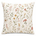 Cuscino decorativo 45 x 45 cm in tessuto avorio con fiori ricamati stile botanico