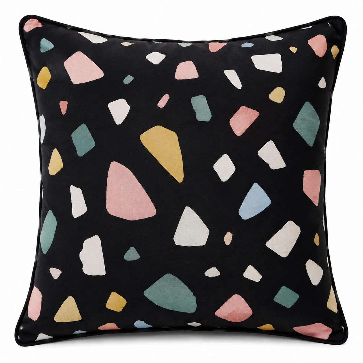 Cuscino decorativo 45 x 45 cm in tessuto nero con motivi colorati - quadrato morbido
