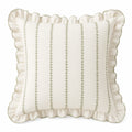 Cuscino decorativo 45 x 45 cm in tessuto bianco con ricamo verde e volant