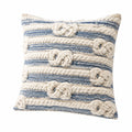 Cuscino decorativo 45 x 45 cm in tessuto intrecciato avorio e blu stile nautico