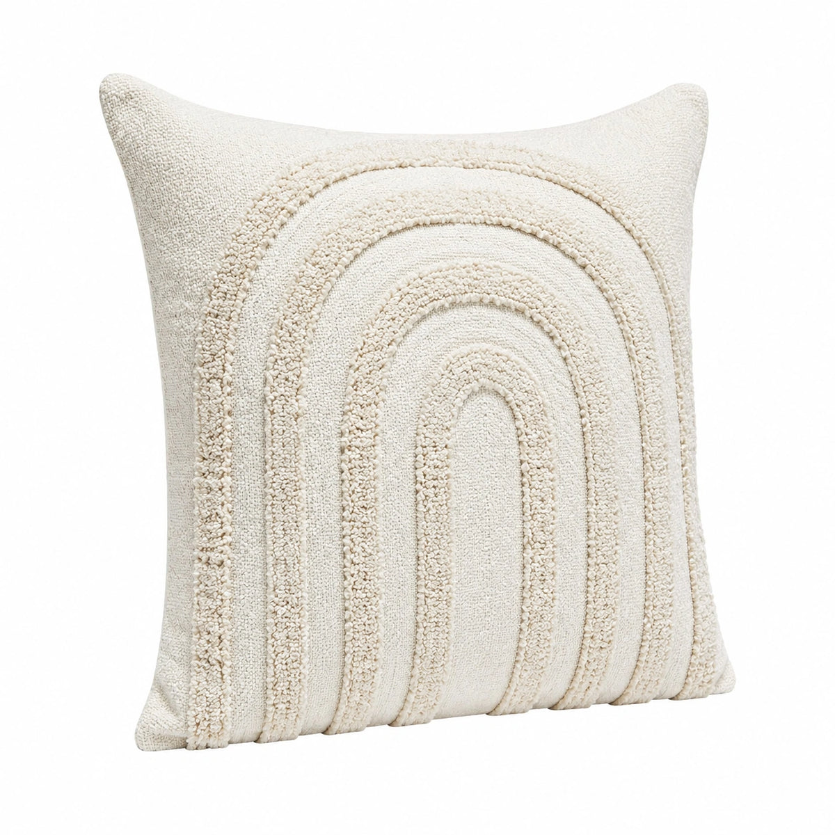 Cuscino decorativo 45 x 45 cm in cotone avorio con arco testurizzato
