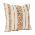 Cuscino decorativo 45 x 45 cm in tessuto beige stile boho con frange