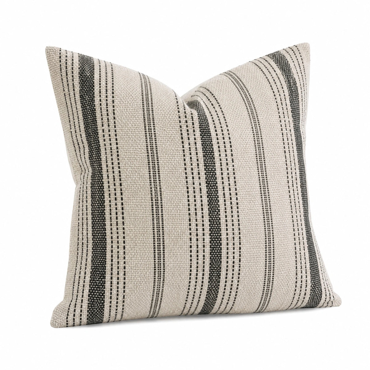 Cuscino decorativo 50 x 50 cm in tessuto beige/nero a righe per divano stile contemporaneo