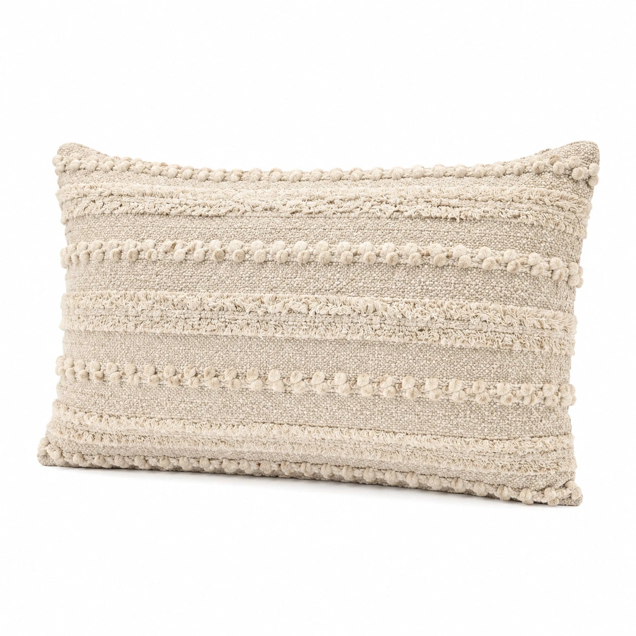 Cuscino decorativo 50 x 30 cm in tessuto beige per divano stile boho
