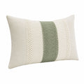 Cuscino decorativo 50 x 30 cm in tessuto verde salvia e avorio stile boho