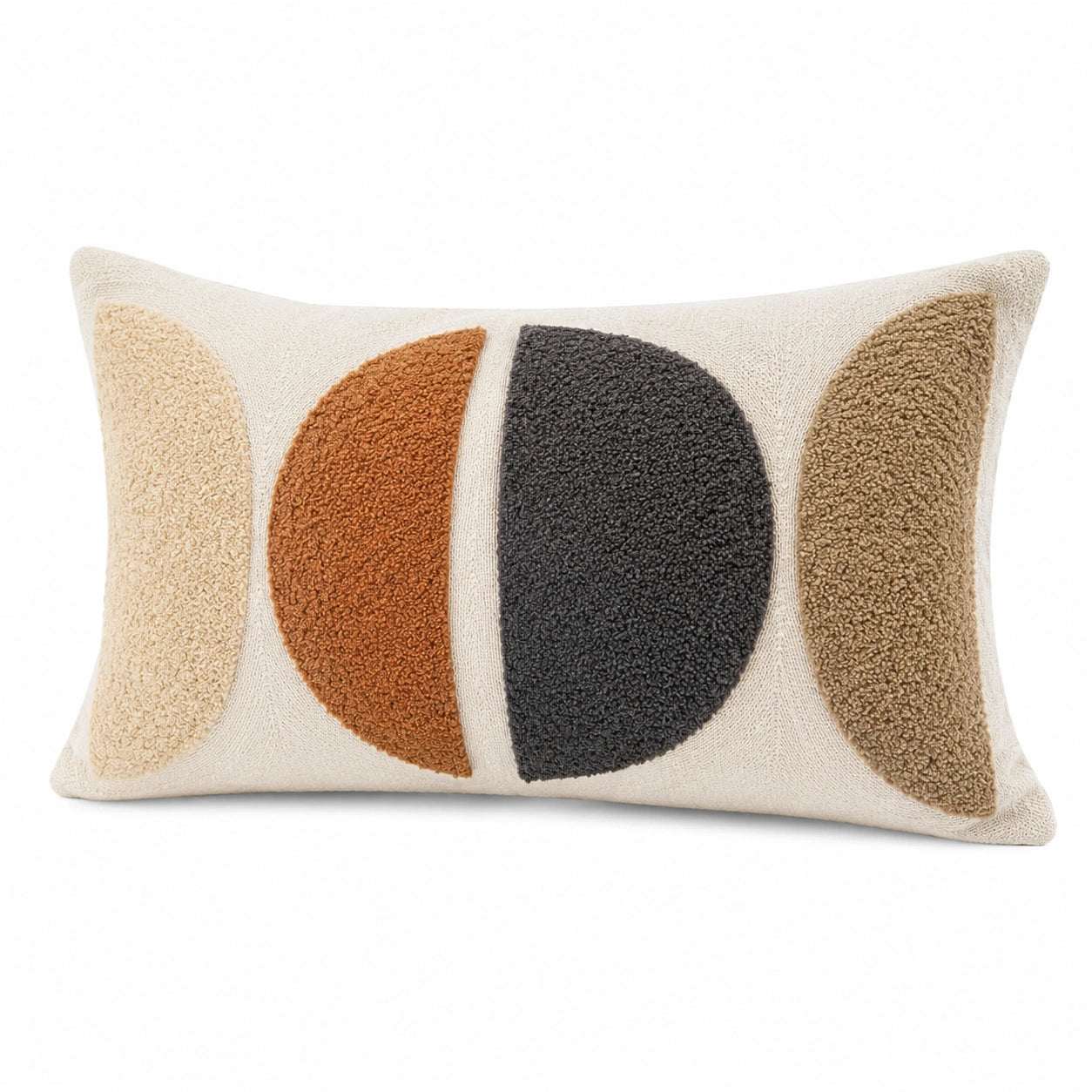 Cuscino decorativo 50 x 30 cm in tessuto avorio con motivo geometrico per divano