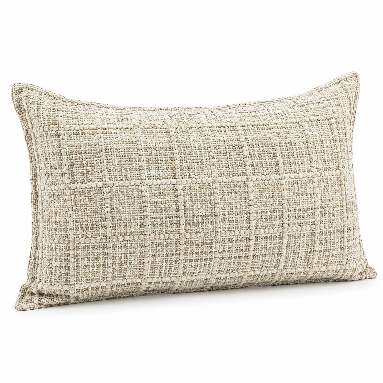 Cuscino decorativo 50 x 30 cm in tessuto beige - stile testurizzato per divano e letto