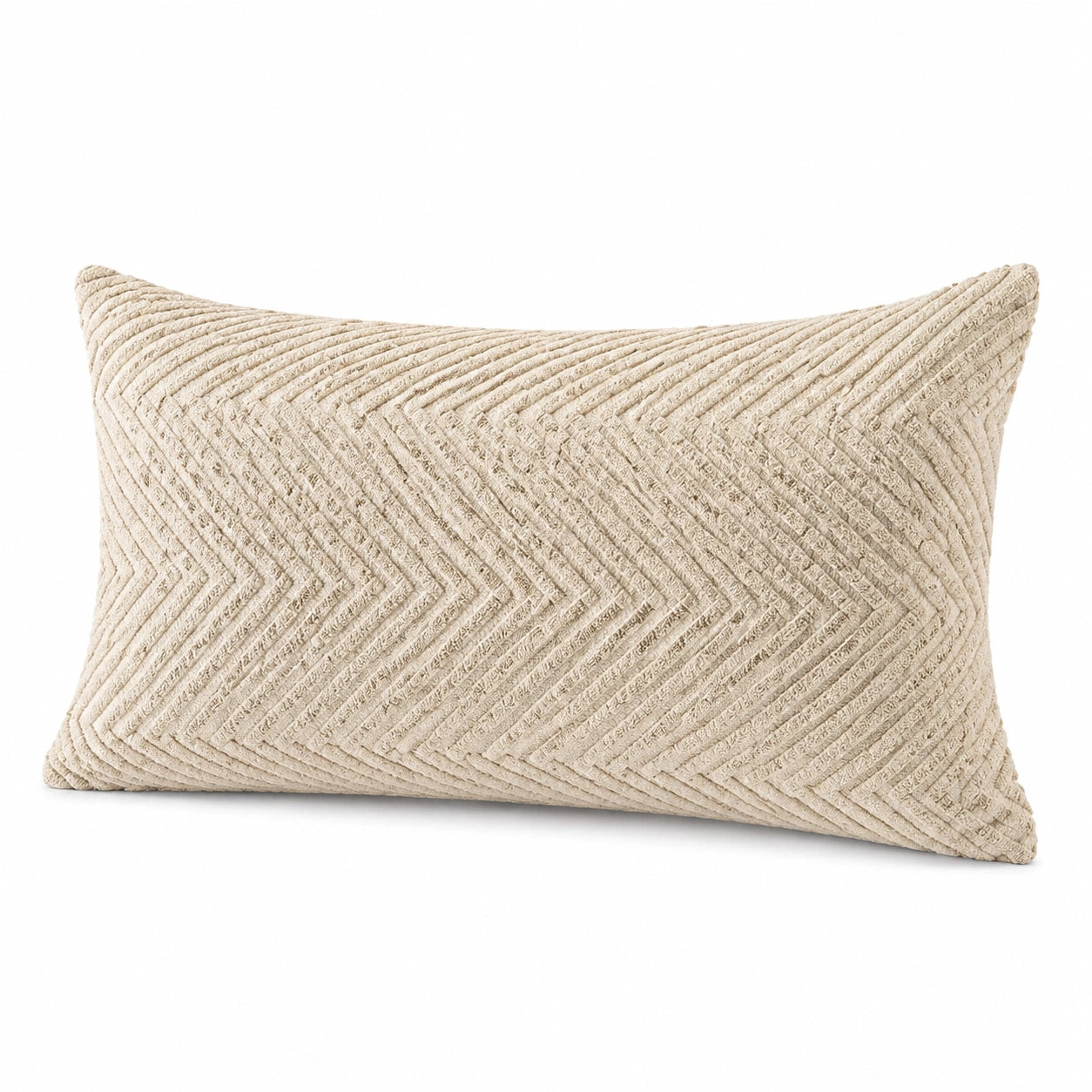 Cuscino decorativo 50 x 30 cm in tessuto beige con trama geometrica