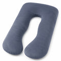 Cuscino a U 140 cm in tessuto blu ardesia per gravidanza e riposo con supporto avvolgente
