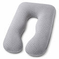 Cuscino gravidanza a U 140 cm in tessuto grigio goffrato per riposo e supporto corpo