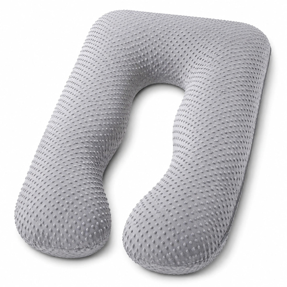 Cuscino gravidanza a U 140 cm in tessuto grigio goffrato per riposo e supporto corpo