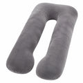 Cuscino gravidanza a U 130 cm in velluto grigio per supporto corpo