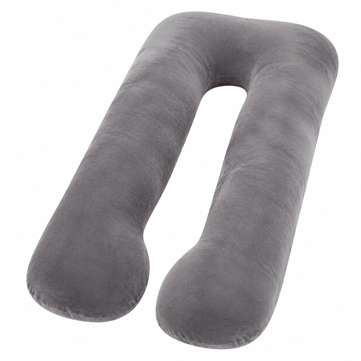 Cuscino gravidanza a U 130 cm in velluto grigio per supporto corpo