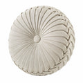 Cuscino decorativo rotondo 40 cm in tessuto beige con pieghe stile classico