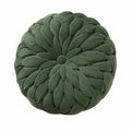 Cuscino decorativo rotondo 45 cm in tessuto effetto velluto verde con motivo floreale
