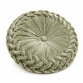 Cuscino decorativo rotondo 45 cm in velluto verde salvia stile bohémien