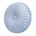 Cuscino decorativo rotondo 40 cm in velluto azzurro con pieghe stile classico